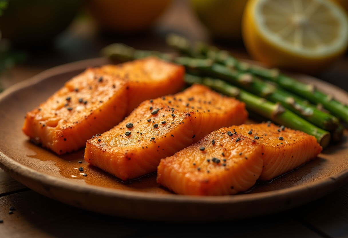 Filet z łososia w airfryer – delikatna ryba z chrupiącą skórką.