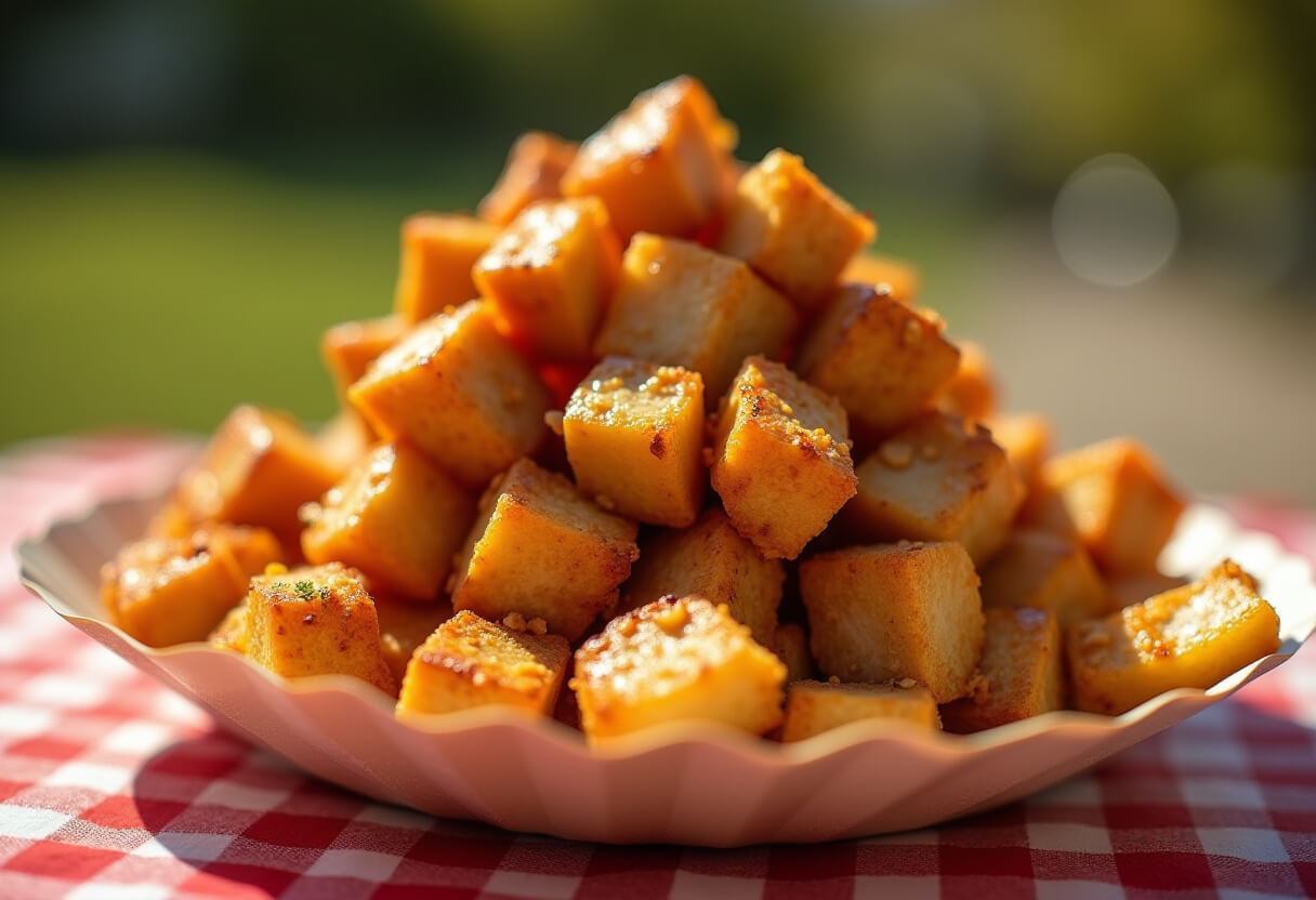 Kostki z kurczaka w airfryer – chrupiące kawałki kurczaka w złocistej panierce.