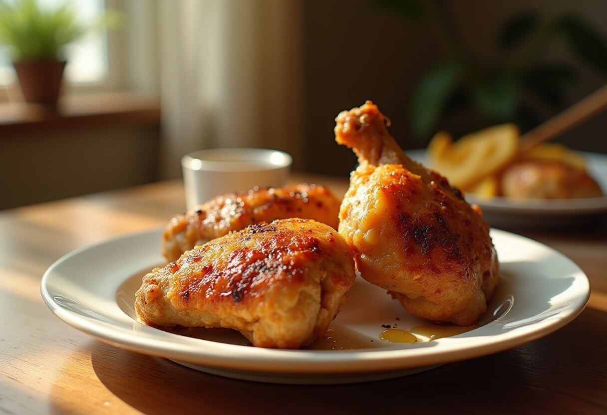 Udka z kurczaka upieczone w airfryer, chrupiące i soczyste.